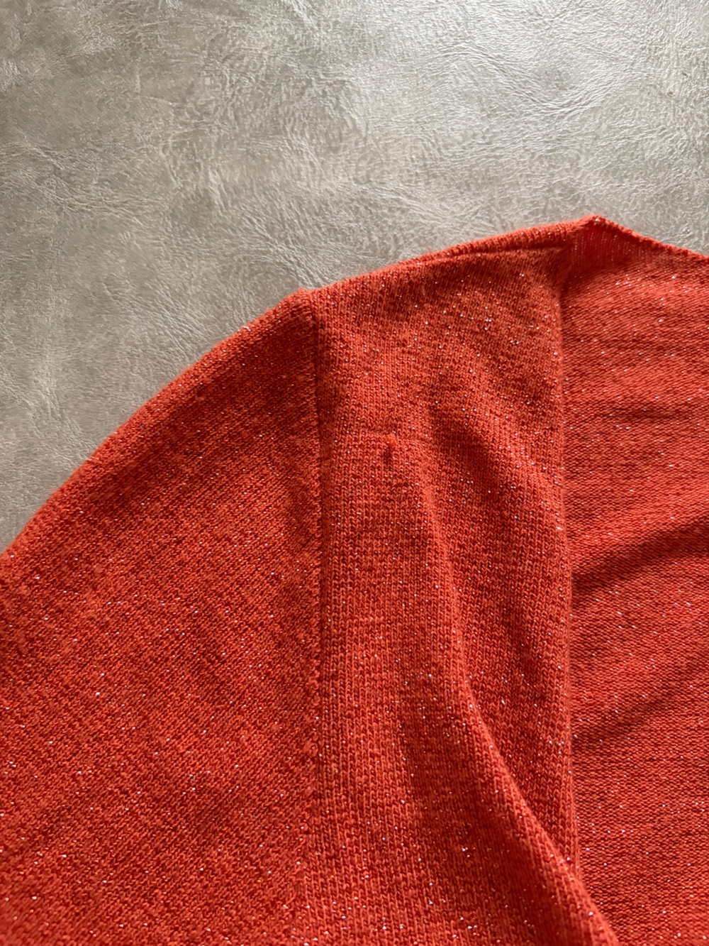 Y2K Burnt Orange Sparkly Cropped Bolero Shrug Long Sleeve Front Tie | Boho Fairy - Picture 7 of 10